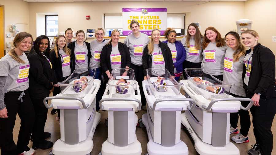 babies dressed in pittsburgh marathon attire at upmc magee.
