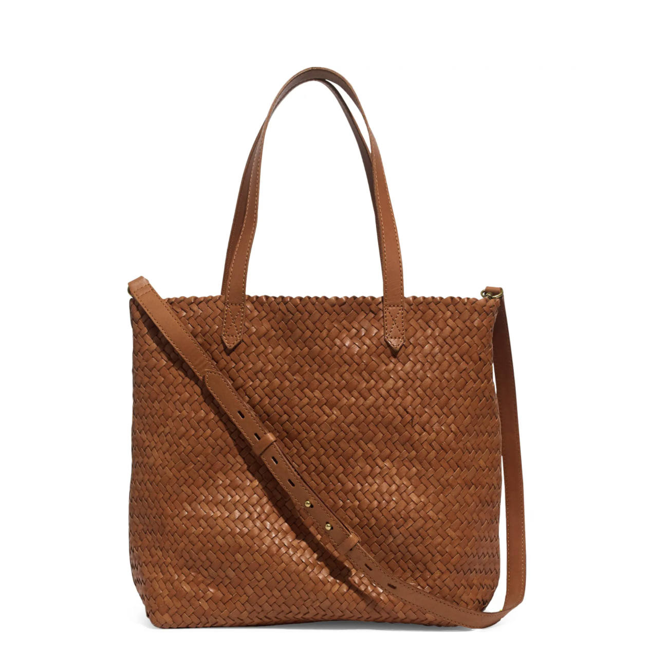 Madewell Medium Woven Leather Transport Tote